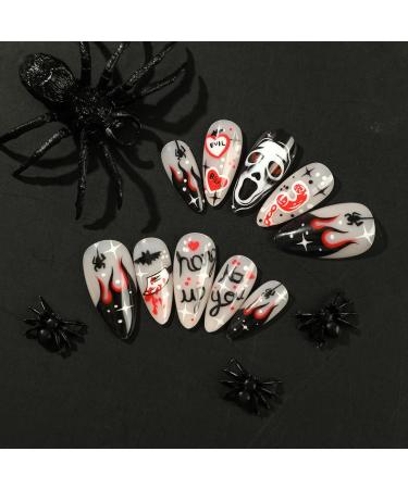 Coffin False Nails Halloween Decorations Ghost Press on Nails Grave Noctilucent Stick on Nails Ballerina Acrylic Fake Nails 24Pcs for Women and Girls (Size : B) - Buy Online on GoSupps.com