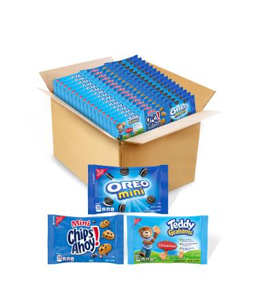 Nabisco Variety Pack OREO Mini Cookies, CHIPS AHOY! Mini Cookies and Teddy Grahams Cinnamon Graham Snacks, Cookie & Graham Snack Variety Pack, 48 Snack Packs