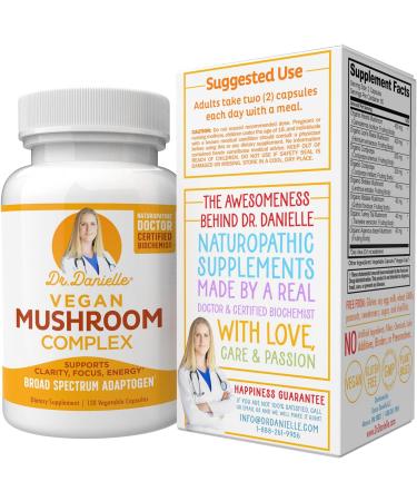 Organic Mushroom Complex - Immune Assist Support - Lion's Mane, Cordyceps, Reishi - Dr. Danielle - 120 Veggie Caps - Buy Online on GoSupps.com
