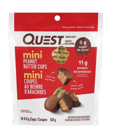 Quest Nutrition Mini Peanut Butter Cups High Protein Low Carb High Fibre Low Sugar Keto Friendly 11g Protein 0g Sugar 16ct Mini Cups