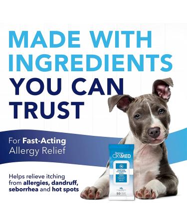 TropiClean Oxymed Soothing Wipes for Dogs & Cats, Anti-Itch Relief, 50 Count - Buy Online on GoSupps.com