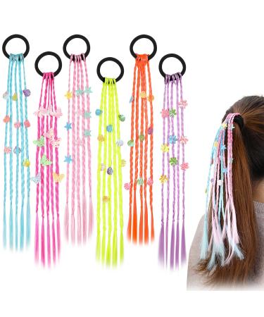 Hifot colorful strands of hair children synthetic hair strands of hair for single -bricked hair extension hair tie hair extension braid braid hubile braided hair jewelry girl (6 pieces hair tie)