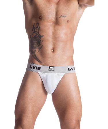 White Medium Gym Workout Jockstrap with 2 Waistband | Supportive Athletic Underwear - Buy Online on GoSupps.com