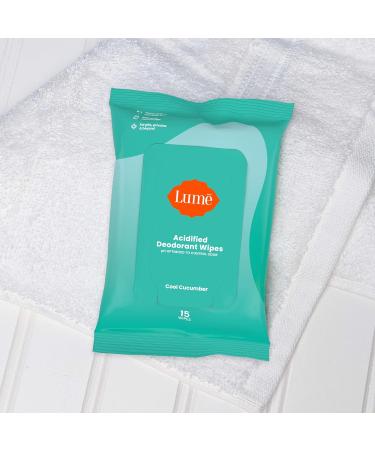Lume Whole Body Deodorant - 2-Pack Smooth Solid Stick (Unscented) and Acidified Deodorant Wipes (Cool Cucumber) - Aluminum Free Baking Soda Free and Skin Safe - Buy Online on GoSupps.com