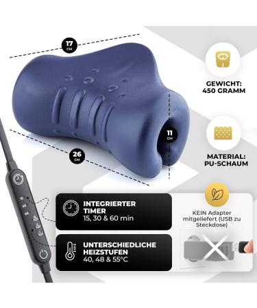 ESTIO Neck Extension with Heat - Tease Stretcher for Neck Pain Relief & Headache Savior - Orthopedic Dark Blue Cloudy Neck Support - Buy Online on GoSupps.com