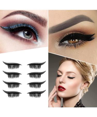 zalati False Eyeliner & Eyelashes Sticker 4 Pair Reusable Small Adhesive Sticker with Shine for Girls Halloween Makeup - Black - Buy Online on GoSupps.com