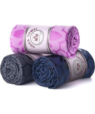 Non-Slip Hot Yoga Towel - Unique Two-Sided Design, Absorbent Microfiber, Dark Blue - Buy Online on GoSupps.com