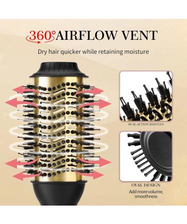 4-in-1 Hair Styler: Oval Brush Dryer & Volumizer for All Hair Types - Black Gold | International Shipping Available - Buy Online on GoSupps.com