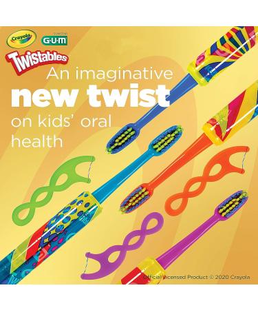 GUM Crayola Twistables Flossers - Fluoride Coated, Twisted Fruit Flavors - 75 Count, Ages 3 - Buy Online on GoSupps.com