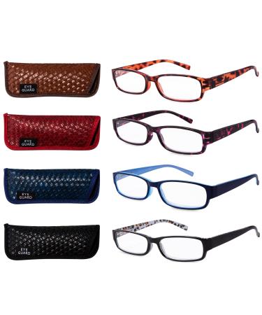 EYEGUARD Readers 4 Pack of Thin and Elegant Womens Reading Glasses with Beautiful Patterns for Ladies 4.50 Mix 4.5 x