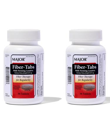 MAJOR Fiber-Tabs 625 Mg Tablets - Fiber Therapy for Regularity - Occasional Constipation Relief for Adults - 90 Count (2 Pack)