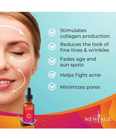 Buy (2-PACK) Vitamin C Serum with Hyaluronic Acid - Natural Anti Aging Facial & Eye Serum for Age Spots & Sun Damage - Fast International Shipping - New Age - Buy Online on GoSupps.com