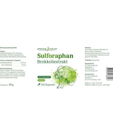 Effective Nature Sulforaphane High Dose 100 mg - 120 Capsules - Broccoli Extract for Enhanced Wellness - International Shipping Available - Buy Online on GoSupps.com