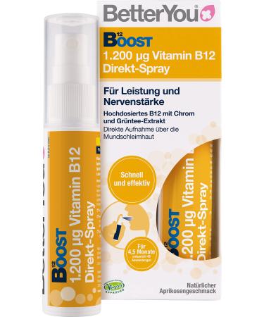 Betteryou vitamin B12 direct spray - to spray on the oral mucosa - natural high -dose vitamin B12 with chrome and green tea extract - fast & effective - vegan 25ml 25 g (1 Pack)