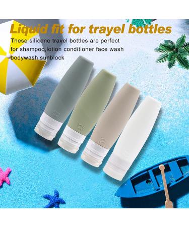 Silicone Travel Bottles 4-Pcs Set with TSA Approved EVA Bag - Leak Proof & Portable Toiletry Containers for Travel - 3oz/90ml - Buy Online on GoSupps.com