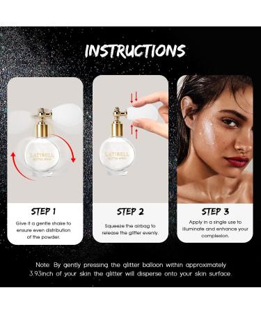LATIBELL Pearl White Body Glitter Spray | Highlighter Powder for Hair & Body | 0.35 oz - Shop Internationally - Buy Online on GoSupps.com