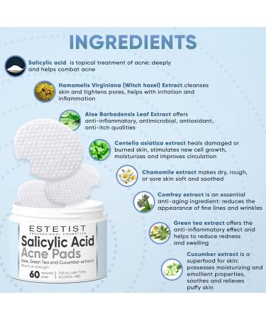 Salicylic Acid Acne Pads - Maximum Strength Peel for Clear Skin - 60 Count - Buy Online on GoSupps.com