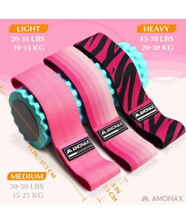 Amonax Fabric Resistance Bands for Women - Pink Glute Bands for Squats & Weight Loss Workouts - Buy Online on GoSupps.com