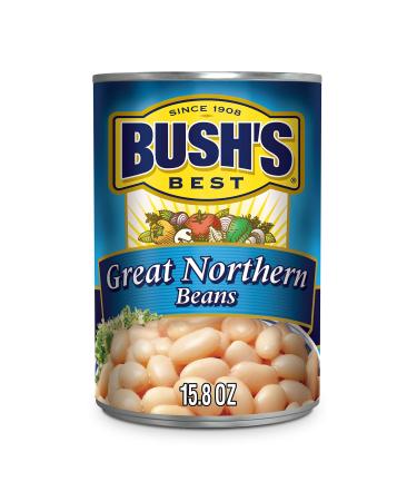 BUSH'S BEST Canned Great Northern Beans (Pack of 12), Source of Plant Based Protein and Fiber, Low Fat, Gluten Free, 15.8 oz 15.8 Ounce (Pack of 12)