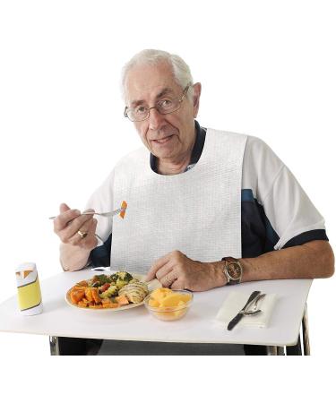 50-Pack White Disposable Adult Bibs for Eating - Large Tie Back Apron Bib for Seniors - Men and Women - Buy Online on GoSupps.com