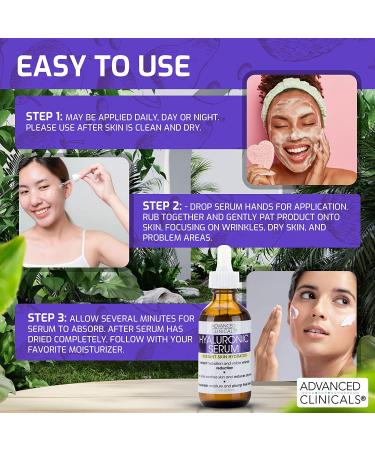 Advanced Clinicals Hyaluronic Acid Cream & Serum Bundle - Anti-Aging Face & Body Moisturizer for Wrinkles, Dark Spots, Fine Lines, Dry Skin - 2-Pack Set - Buy Online on GoSupps.com