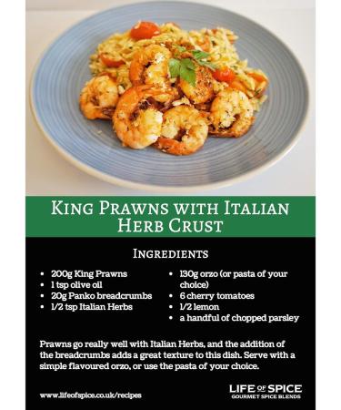 Life of Spice Italian Herbs | Great Italian Herb Blend | (20g) with Recipe Card | Oregano Thyme Rosemary & Basil | Ratatouille/Roasted Veg | Trattoria style Pizza & Pasta | All Natural/Gluten Free - Buy Online on GoSupps.com