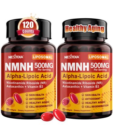 Liposomal NMNH Softgel 500mg Alpha-Lipoic Acid 200mg Astaxanthin Supplements 10mg + Vitamin B3 + Nicotinamide Riboside High Absorption Healthy Aging Energy Mitochondrial & DNA Support 120Counts