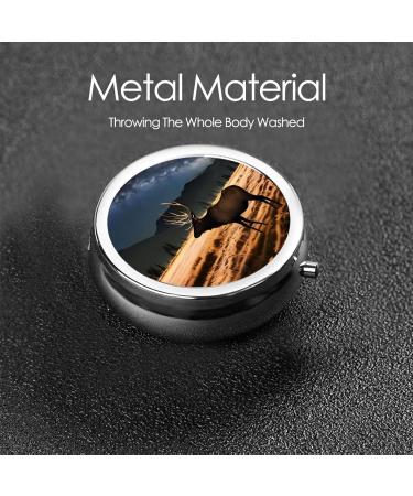 Elk in The Meadow Round Pill Box | 3-Compartment Portable Organizer for Travel & Purse - Buy Online on GoSupps.com