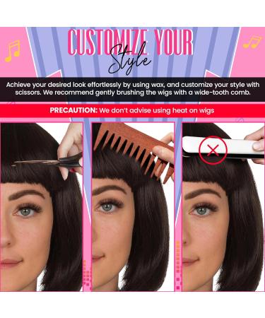 Short Bob Wigs for Women - 12 Inch Short Hair Wigs for Women - Ladies Wigs with Fringe Fancy Dress Wigs - Fancy Dress Accessories for Cosplay Costumes for Women or Womens Halloween Costume Accessories Brown - Buy Online on GoSupps.com