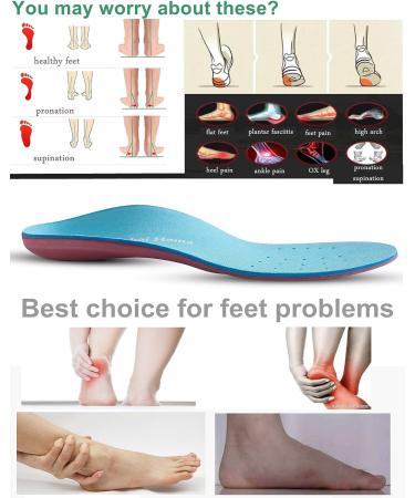 Orthotics Insoles for Flat Feet & Plantar Fasciitis - Arch Supports for Men/Women Shoes (Blue, Size US Men 10-10.5/Women 12-12.5) - Buy Online on GoSupps.com