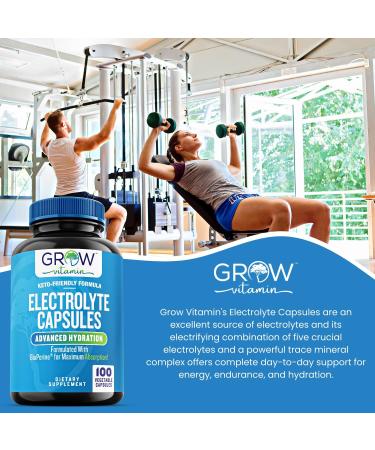Buy Grow Vitamin Electrolyte Capsules - Sugar Free Electrolyte Supplements for Energy Endurance & Hydration - Keto Friendly - 100 Caps - International Shipping Available - Buy Online on GoSupps.com