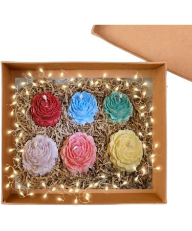 Set of 6 Beautiful Peony Flower-Shaped Scented Candles | Perfect for Special Occasions | International Shipping Available - Buy Online on GoSupps.com