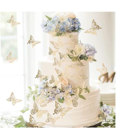 40 PCS Laser 3D Butterfly Cupcake Toppers for Baby Shower, Wedding, Birthday Party - Gold Mixed Styles - Buy Online on GoSupps.com