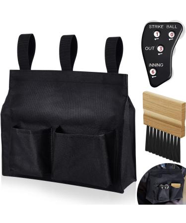 Dunzy 3 Pcs Umpire Gear Set Includes Baseball Umpire Brush, Black Umpire Ball Bag and Umpire Indicator for Men Youth Referee Equipment Accessories Kit