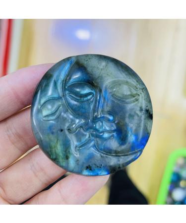 Home Decoration Natural Labrador Crystal Quartz Hand Carved Sun and Moon Home Decor Stones ERTEYIN
