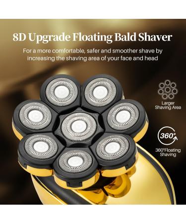 Buy Cordless 8D Electric Head Shaver for Bald Men - Rechargeable Multifunctional Shaving Kit with Nose Trimmer - International Shipping Available - Buy Online on GoSupps.com