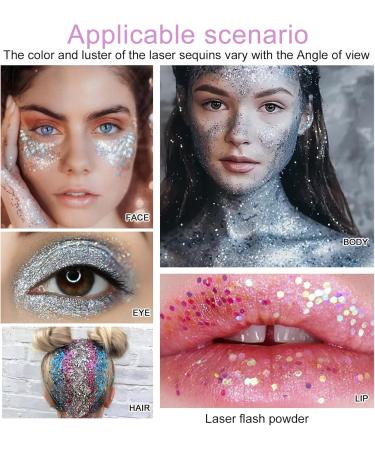 Buy Body Glitter Gel Kit - 3 Bottles of Mermaid Sequins Chunky Glitter for Long-Lasting Festival Makeup - White Silver Pink - Buy Online on GoSupps.com