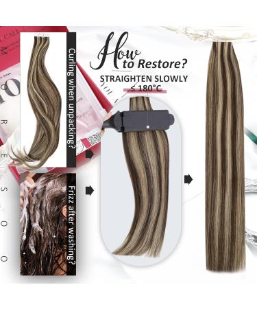 Moresoo Tape in Extensions - Real Hair Ombre Brown to Caramel Blonde - 30 cm 20 Pieces - Invisible Tape Extensions #P4/27 for International Shipping - Buy Online on GoSupps.com