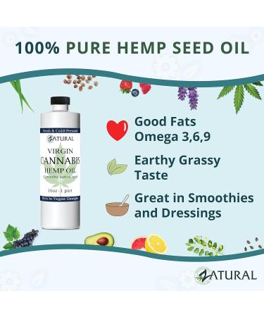 Zatural 455 000mg Hemp Oil - 100% Pure Cold Pressed Organic Vegan Omegas 3 & 6 No Fillers Therapeutic Grade - 16 Ounce - Buy Online on GoSupps.com