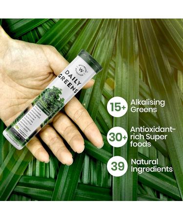 Daily Greens Wholefood Multivitamin with 39+ Organic Plant Superfoods - Immunity & Detox | 15 Effervescent Tablets - Buy Online on GoSupps.com