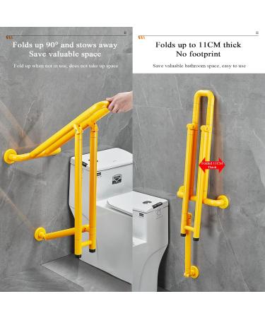 Wall to Floor Mounted Toilet Grab Bar Flip-up Shower Handrail with Legs U-Shaped Safety Balance Hand Support Grips for Seniors Pregnant Heavy Duty Handicapped 75cm Yellow - Buy Online on GoSupps.com