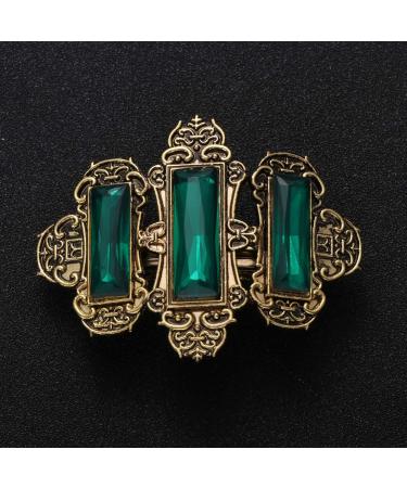 Minkissy Retro Hair Clip Metal Rhinestone Hairpin Celtic Hair Clips Viking Hair Accessories for Women Girls (Golden and Green) - Buy Online on GoSupps.com