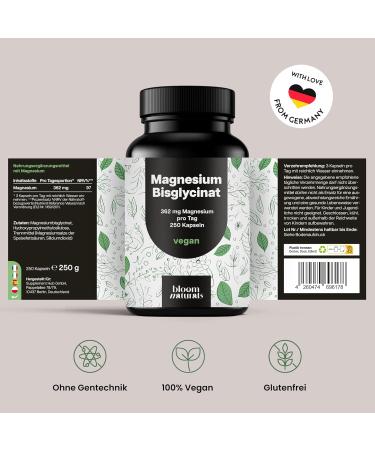 Supplement Hub Magnesium bisglycinate high dose 250 capsules 362 mg magnesium glycinate per day high bioavailability vegan & produced in Germany laboratory tested - Buy Online on GoSupps.com