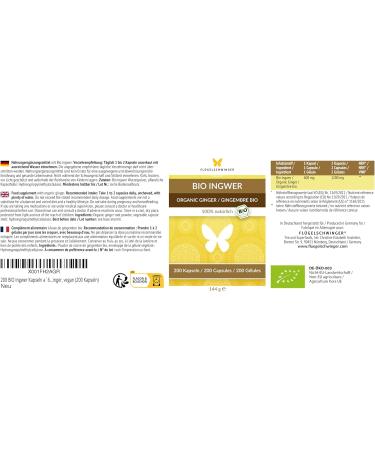 Buy 200 Organic Ginger Capsules 600mg - High-Dose Vegan Certified Organic EU Eco-Standard - Made in Germany (144g) - Buy Online on GoSupps.com