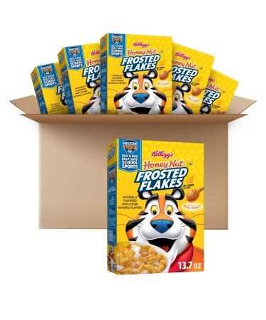 Kellogg's Frosted Flakes Cold Breakfast Cereal 8 Vitamins and Minerals Kids Snacks Honey Nut (6 Boxes)