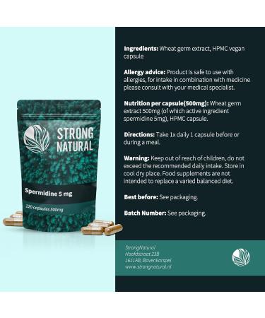 Strong Natural | High Dose Idin Capsules | 5mg idine Per Daily Dose | 120 Capsules | Wheat Germ Extract idine Content | Lab Tested - Buy Online on GoSupps.com