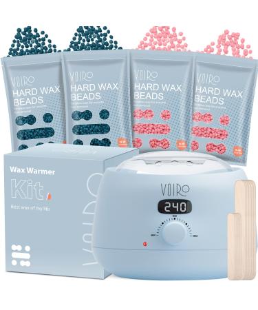 Waxing Kit for Women, VOIRO Digital Wax Warmer Kit Hair Removal, Starter Home Wax Kit with 14 oz Hard Wax Beads for Full Body, Especially for Eyebrow, Bikini, Brazilian, Face, Leg, Armpit Pink