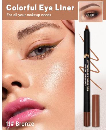Bronze Eyeliner Pencil Gel Sharpenable Multi-Use Colored Waterline Eyeliner Waterproof Smudge-Proof Long Wear Smooth Cream Shimmer Eye Liner Pen Makeup with Sharpener Rich Color Dineador De Ojos-11 11 Bronze - Buy Online on GoSupps.com