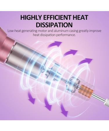 Professional Electric Nail Drill - 35 000RPM Rechargeable Cordless 13 in 1 Touch Control for Acrylic Gel and Pedicure - Portable Pink Nail Drill - Buy Online on GoSupps.com
