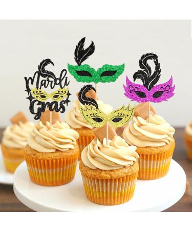 Cyodoos 24Pcs Masquerade Masks Cupcake Toppers Color Glitter Bachelorette Party Mask Cupcake Food Fruit Picks Masquerade Mardi Gras Party Baby Shower Birthday Party Cake Decor Supplies Masks1 - Buy Online on GoSupps.com